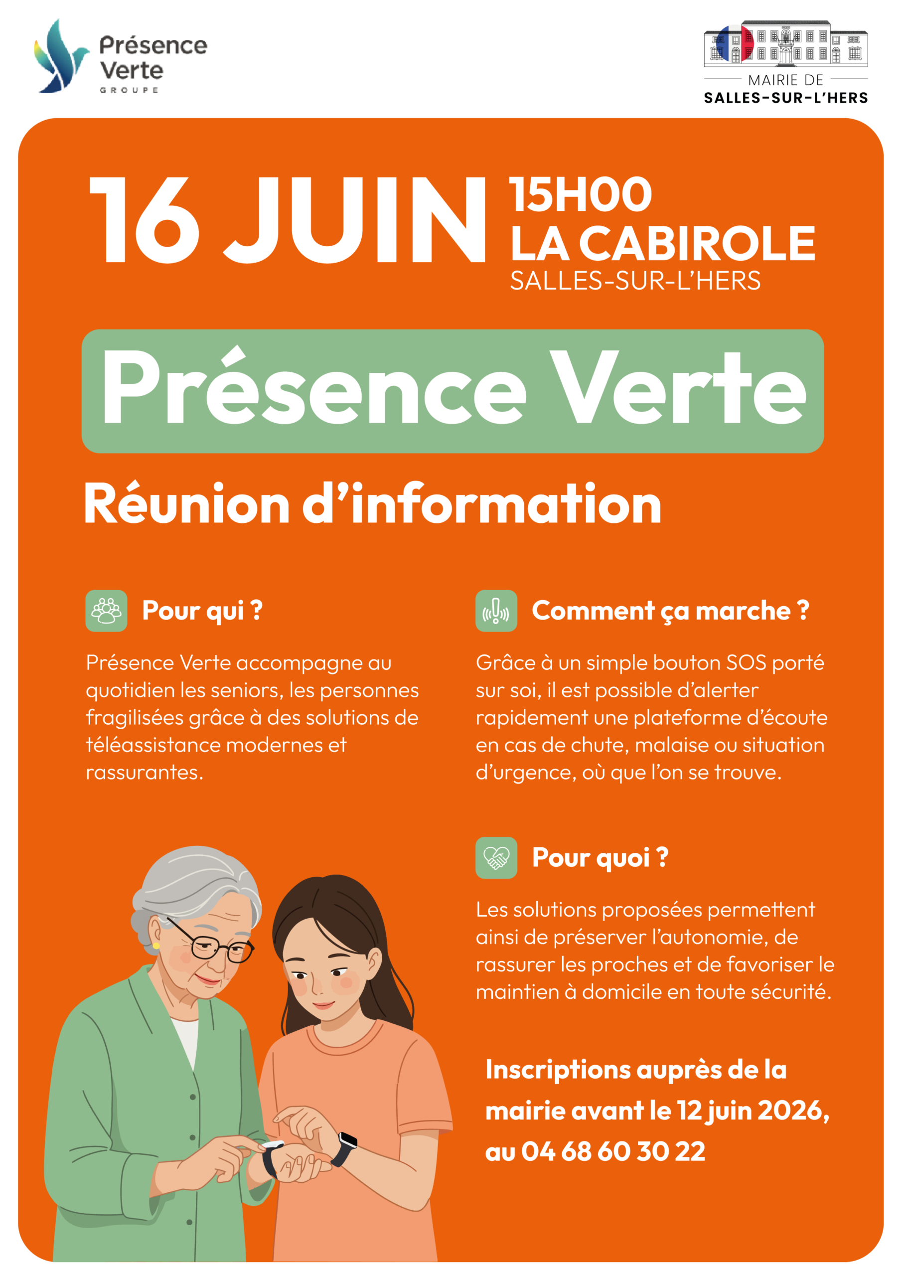 Affiche Présence Verte Affiche pour la réunion d'information du 16 juin à propos de la présence verte