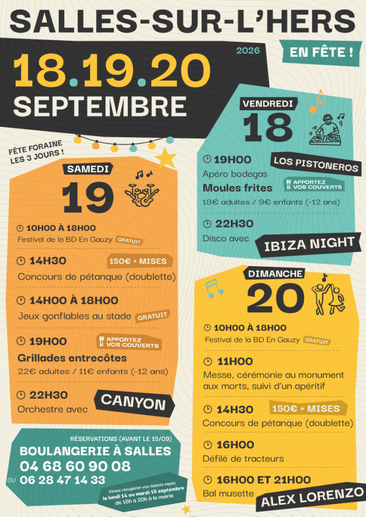 Affiche pour la fête locale de Salles-sur-l'Hers 2026