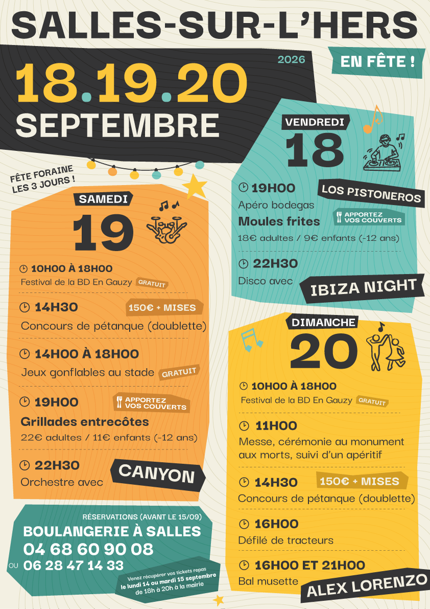 Affiche pour la fête locale de Salles-sur-l'Hers 2026